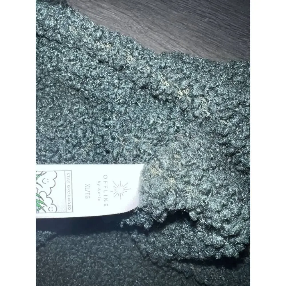 OFFLEASH By Aerie Fluff Love Sherpa Dog Quarter Snap Mystical Green XL A004150